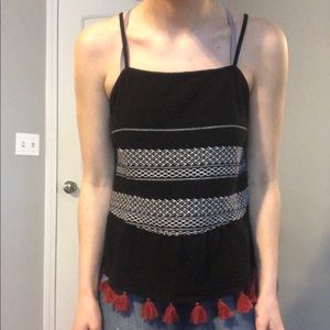 Trendy Black Boho Tank Top